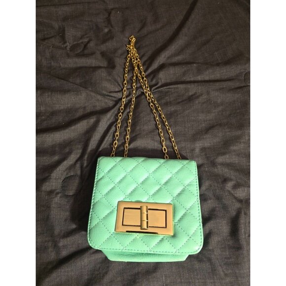 Teal Quilted Look Small Shoulder Bag Handbag Great for Dinner Clubbing - Picture 1 of 3